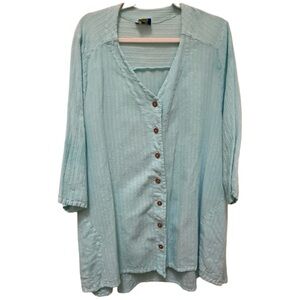 Dunes 100% Cotton Blue Button Up With Pockets